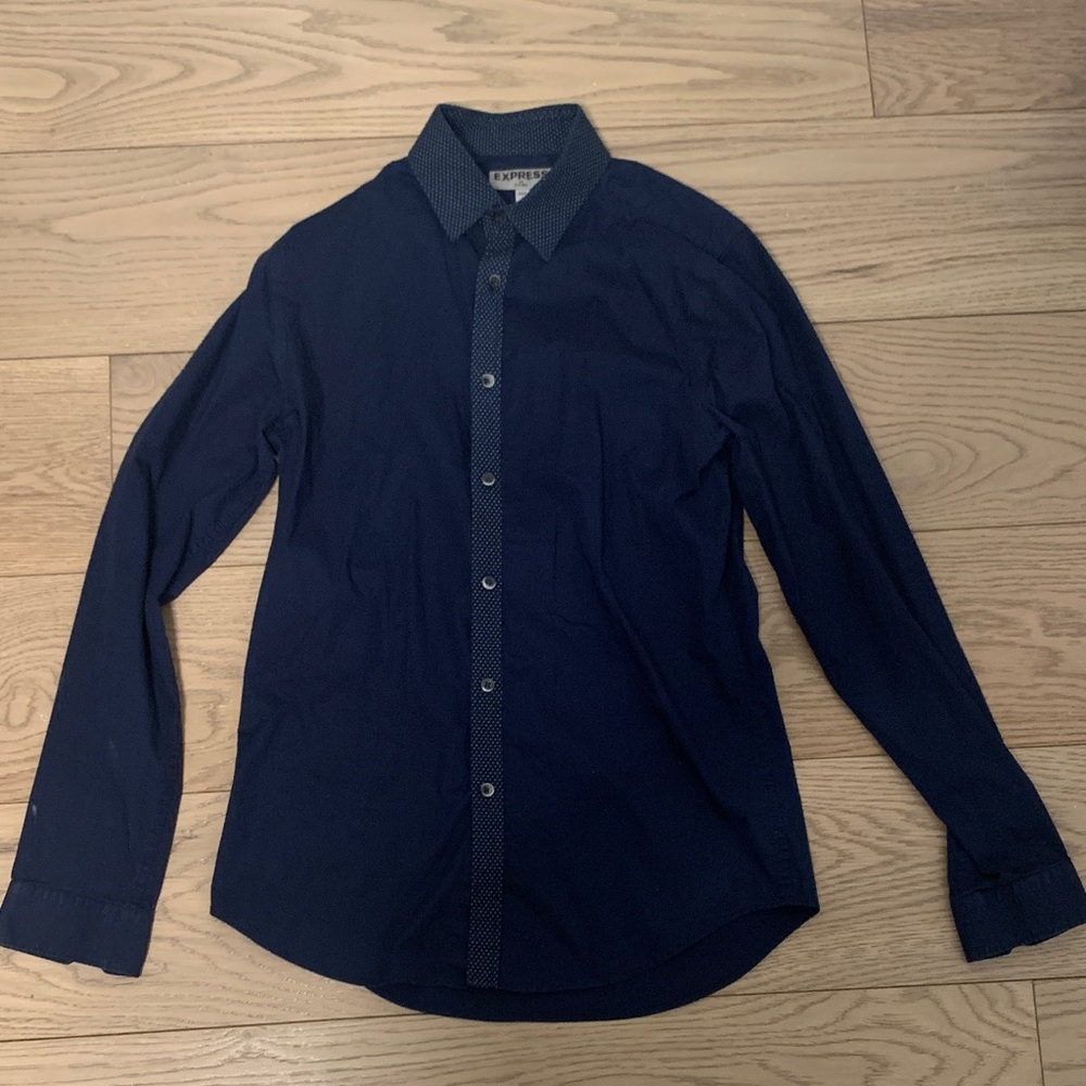 Express Dark Blue Men's Button Down Shirt